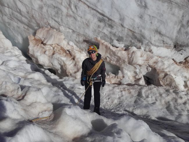 Exercice chute en crevasse au glacier blanc.