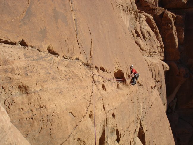 Une superbe traversée dans la voie No way for Ibex à Wadi Rum.