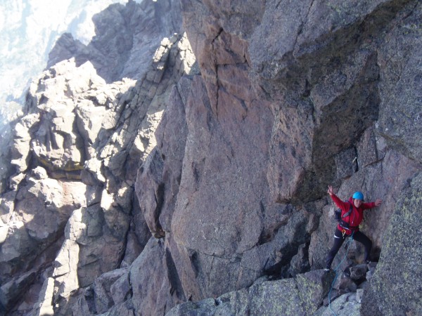 Escalade en face nord du Monte Cinto en Corse.