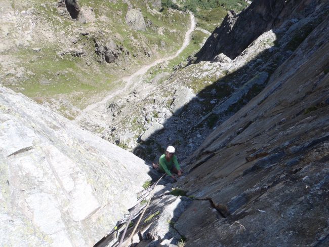 Escalade au Brévent dans la voie Frison Roche.