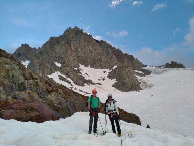 Montée avec un guide de haute montagne sur le glacier du tour.
