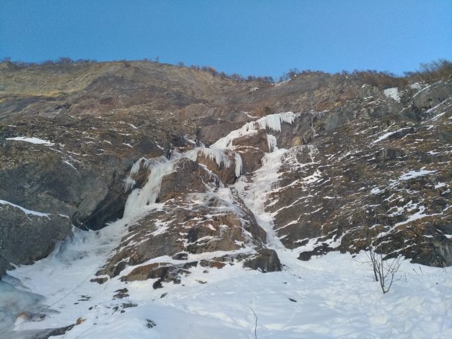 La cascade de Paulo Folie à Freissinière en février 2019.